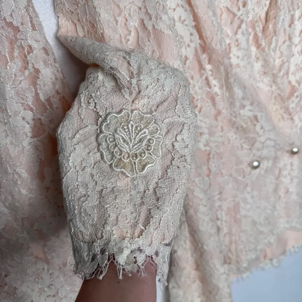 1980s Cachet Bari Protas Victorian Romantic Lace Peplum Suit Set USA Size 4